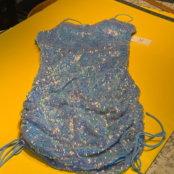 MNK Blue Sequin Prom Dress jr. - Picture 1 of 10